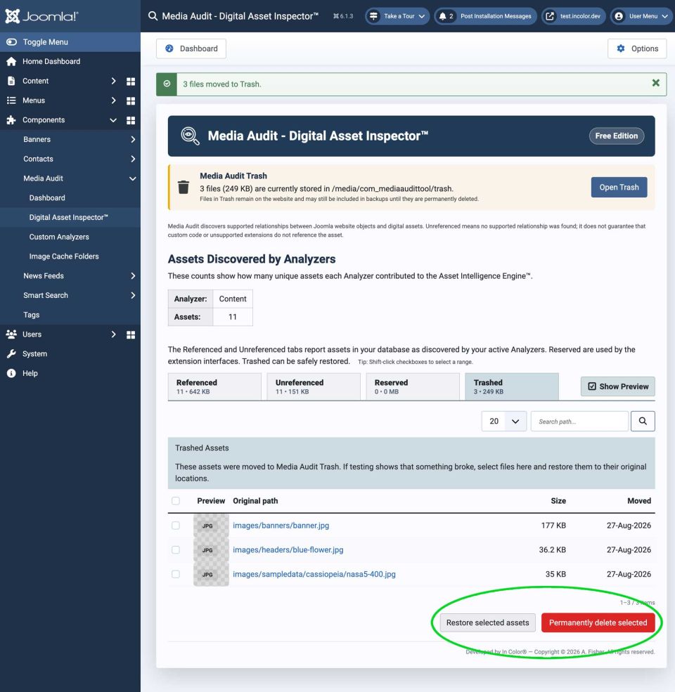 At last! Joomla's missing Trash. screenshot